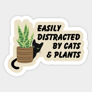 Lispe Eastily Distracted by Cats and Plants Cat Lover Gardener Sticker